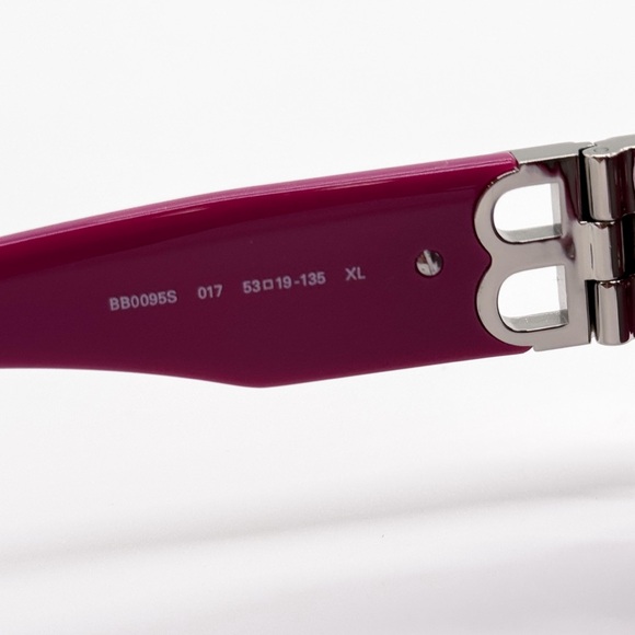 NEW BALENCIAGA BB0095S 017 OVAL FUCHSIA GREY WOMEN SUNGLASSES BALENCIAGA - Picture 8 of 10